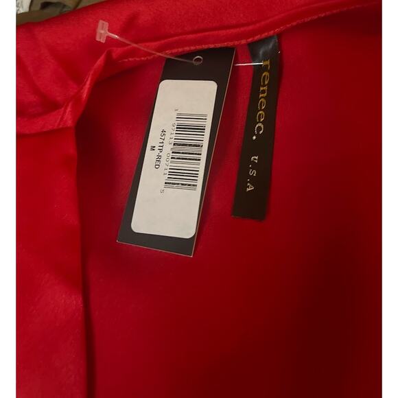 Renee C Twist Satin Cropped Blouse Size Medium NWT - Picture 8 of 9